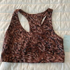 Zella Sports Bra L Brown Maroon Brush Print Sports Bra Yoga Studio/NWT/Large